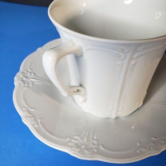 Tirschenreuth Baronesse White Elegant Teacup Saucer Demitasse Made in Germany - Picture 4 of 9